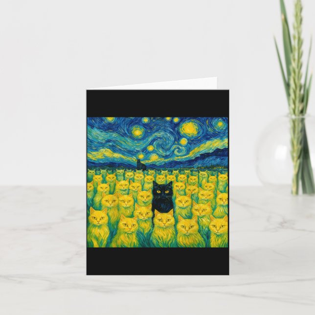 Tarjeta Cat Starry Night Van Gogh Cat For Cat Lover  (Anverso)