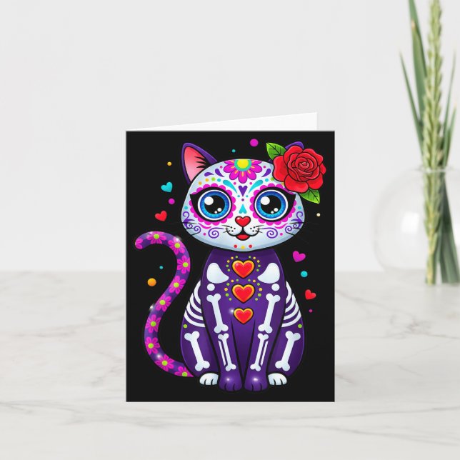 Tarjeta Cat Sugar Skull Cute Cat For Cat Lover Cat-m  (Anverso)