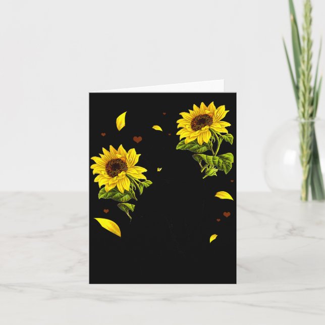 Tarjeta Cat Sunflower Christmas Tree Sun Flower Cat Lover  (Anverso)