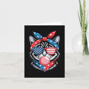 Tarjeta Cat Sungles 4 De Julio Patrioti Bandera Estadounid