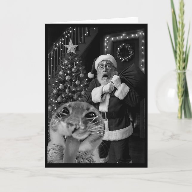 Tarjeta Cat Taking A Selfie Santa Christmas Xmas Pajamas H (Anverso)