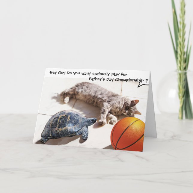 Tarjeta CAT, TORTUGA Y BALONCESTO Día del Padre (Anverso)