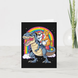 Tarjeta Cat Unicorn Riding Dinosaur T Rex Kitten Lover Spa