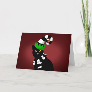Tarjeta Cat wearing a Funny hat and Scarf
