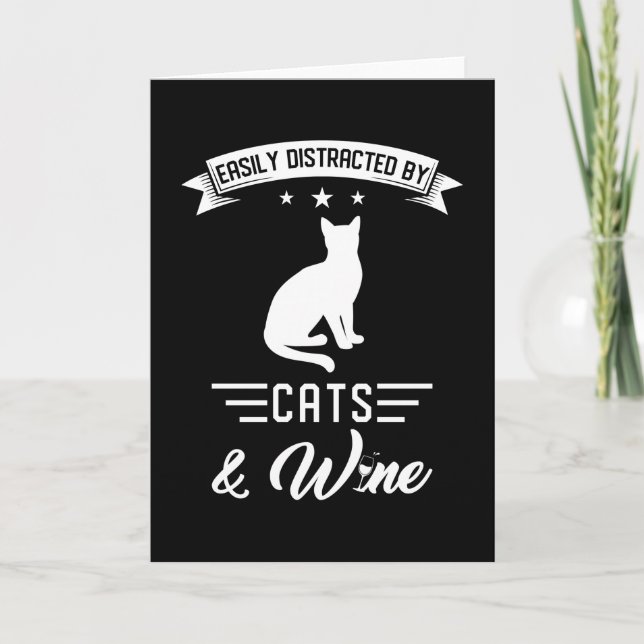 Tarjeta Cat Wine Saying (Anverso)