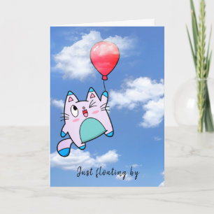 Tarjeta Cat Y Balloon Hello