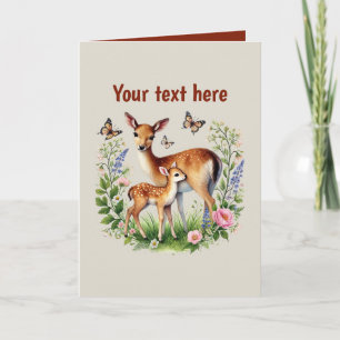 Tarjeta Cata Mamá bebé venado de personalizable