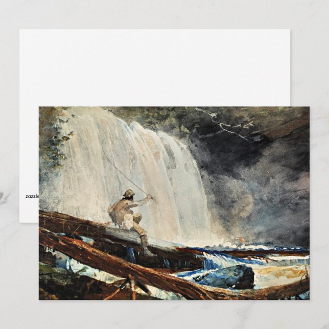 Tarjeta Catarata en los Adirondacks de Winslow Homer (Anverso / Reverso)