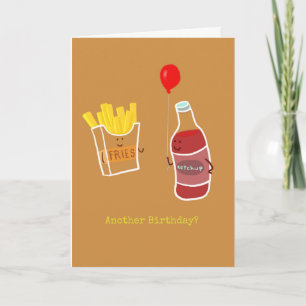 Tarjeta Catchup con un baile para algunas papas fritas.