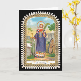 Tarjeta Caterina de Alejandría con vestimenta egipcia