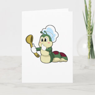 Tarjeta Caterpillar como chef con cuchara de madera