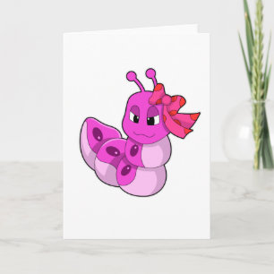 Tarjeta Caterpillar como Chica con Ribbon