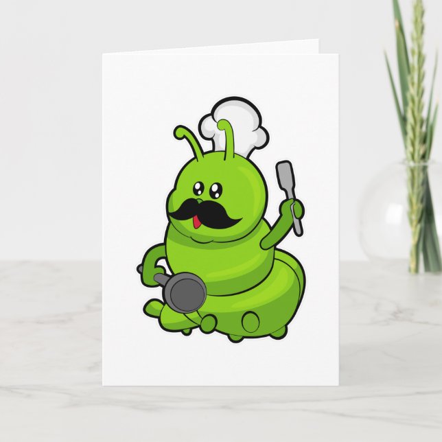 Tarjeta Caterpillar como cocinado con bigote (Anverso)