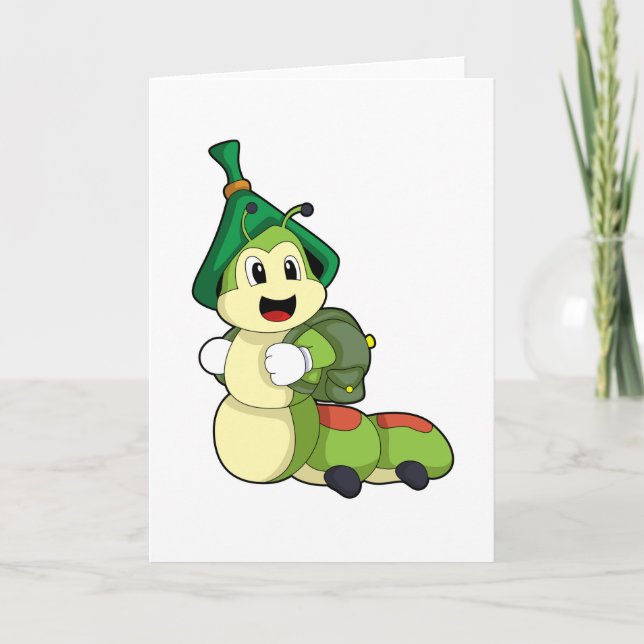 Tarjeta Caterpillar como estudiante con mochila (Anverso)