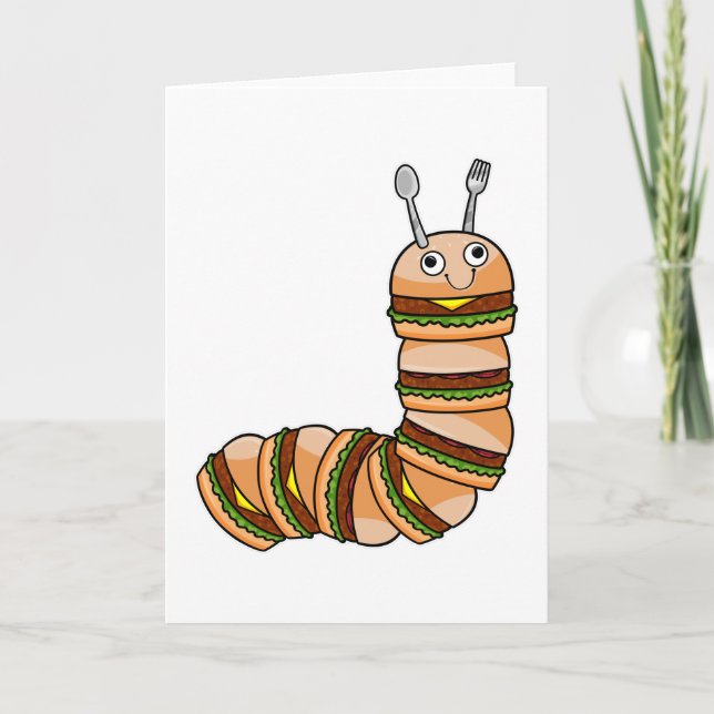 Tarjeta Caterpillar como Hamburguesa con Carne y Ensalada (Anverso)