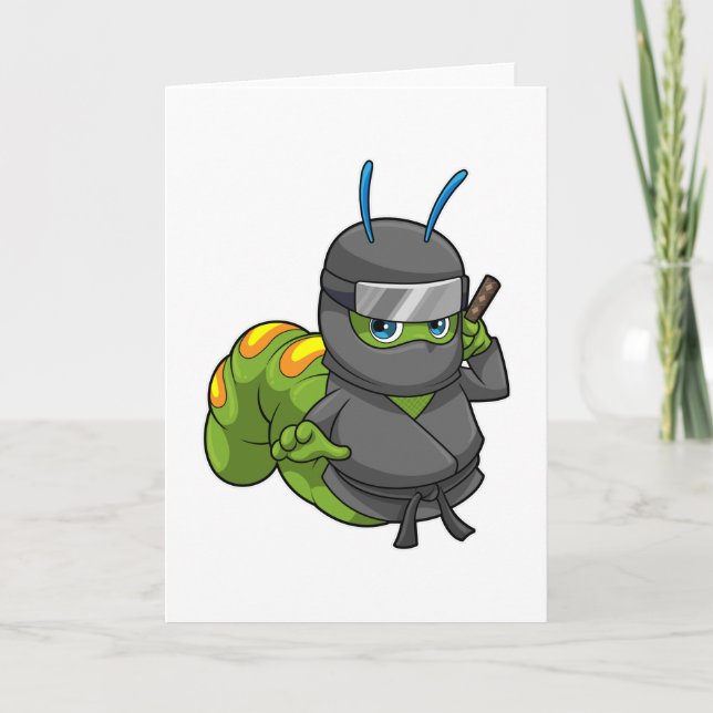 Tarjeta Caterpillar como Ninja con espada (Anverso)