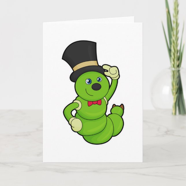 Tarjeta Caterpillar como novio con sombrero (Anverso)