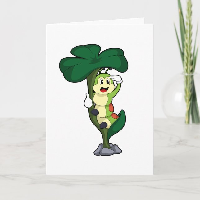Tarjeta Caterpillar con hoja (Anverso)