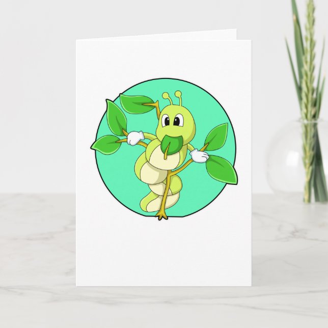 Tarjeta Caterpillar con hoja (Anverso)