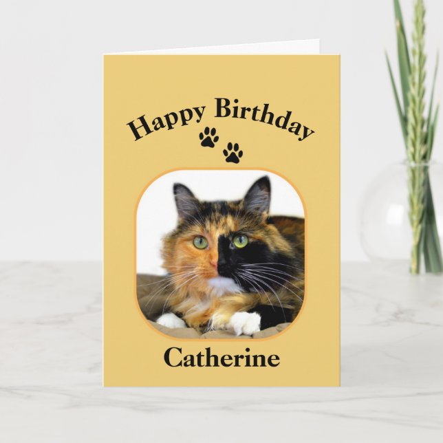 Tarjeta Catherine Calico Cat Feliz cumpleaños (Anverso)