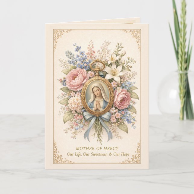 Tarjeta Catholic Mother of Mercy Marian Prayer  (Anverso)