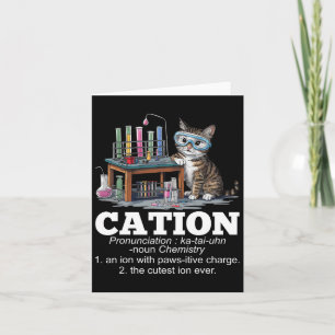 Tarjeta Cation Chemistry Teacher Cat Pun Fun