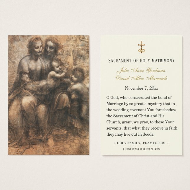 Tarjeta Católica de Boda de Leonardo DaVinci (Anverso y reverso)