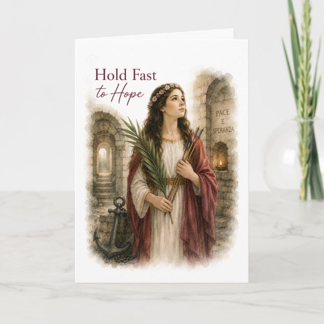 Tarjeta católica de cumpleaños de Santa Filomena (Anverso)