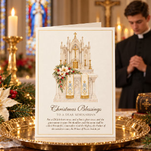 Tarjeta católica de Navidad para seminarista, alta