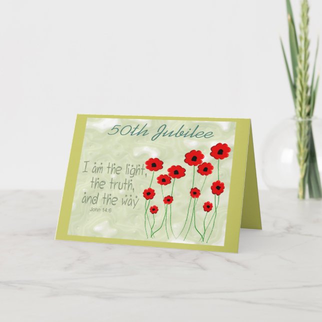 Tarjeta católica del "50.o jubileo" de la monja (Anverso)