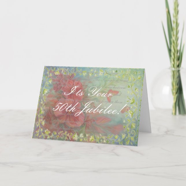 Tarjeta católica del jubileo de la monja 50.a (Anverso)