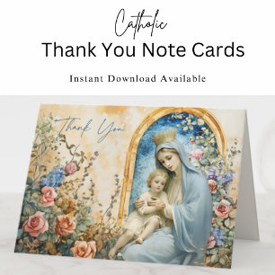 Tarjeta Católica María y Jesús Floral