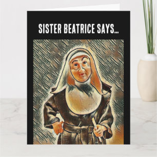 TARJETA CATÓLICA NUN BIRTHDAY FUNNY GREETING
