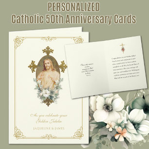 Tarjeta Católico 50 Aniversario de Boda Jubileo Jesús
