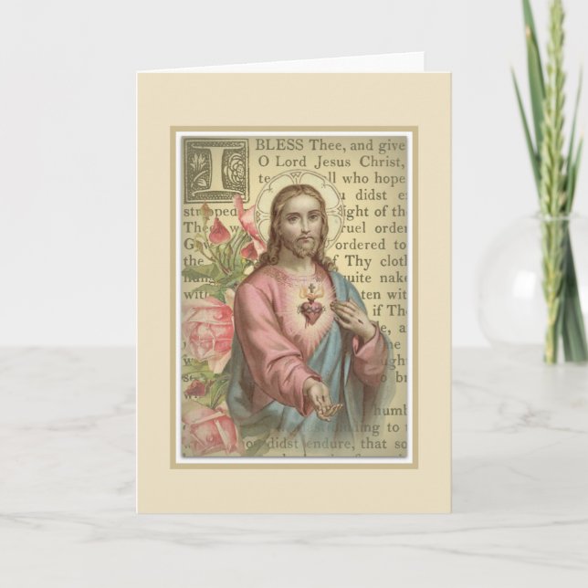 Tarjeta Católico Corazón Sagrado de Jesús (Anverso)