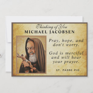 Tarjeta Católico De La Oración De San Padre Pío