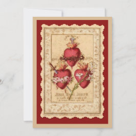 Tarjeta Católicos Tres Corazones Jesús María José Oración