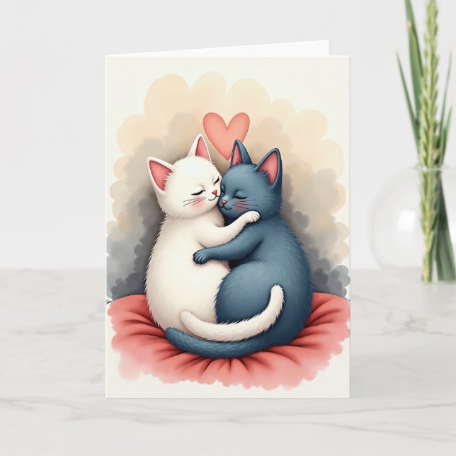 Tarjeta Cats In Love Hug Card (Anverso)