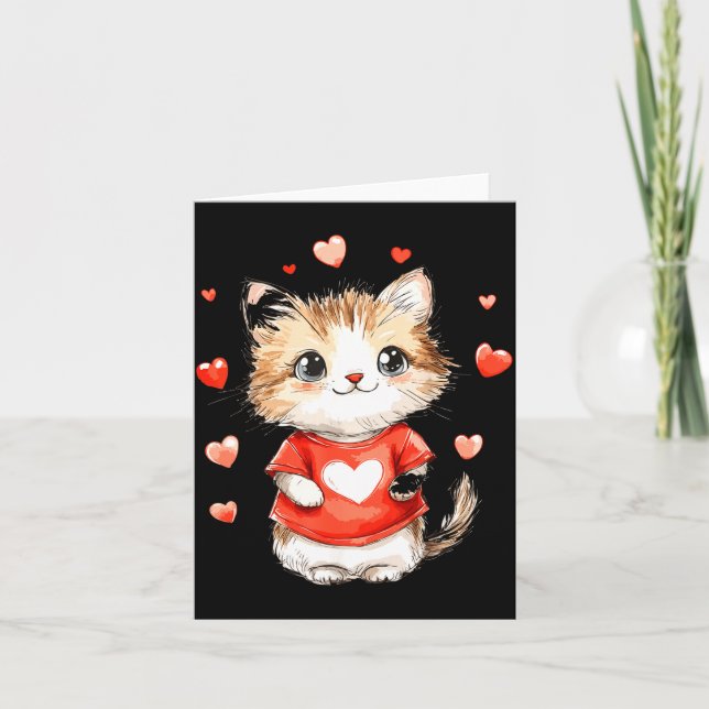 Tarjeta Cats Lover Heart Girls Kitten Valentine’s Day Wome (Anverso)