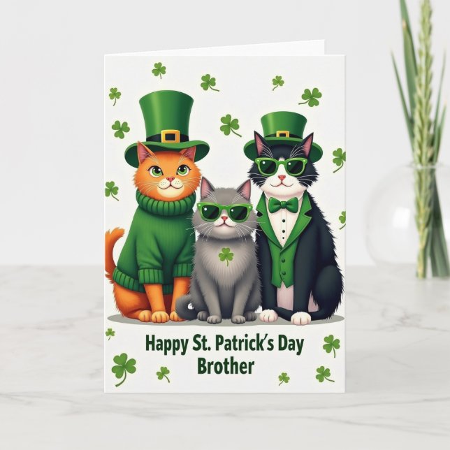 Tarjeta Cats St Patricks Day Brother Card (Anverso)