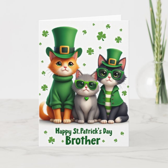 Tarjeta Cats St Patricks Day Faux Gold Card (Anverso)