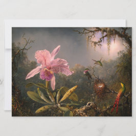 Tarjeta Cattleya Orchid y tres Hummingbirds (Cabeza)