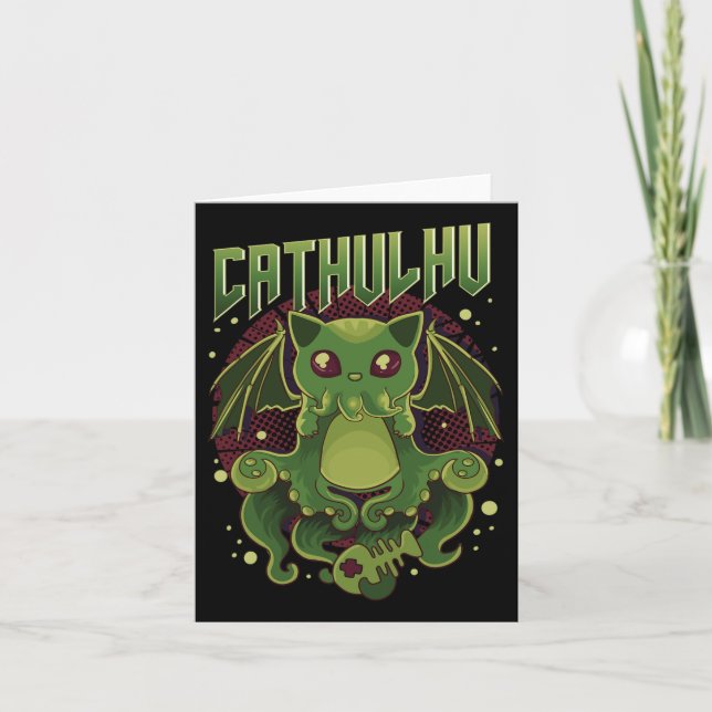 Tarjeta Catulhu Kawaii Cat Cthulhu (Anverso)