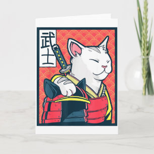 Tarjeta Catzilla Arte de gato japonés antiguo camiseta nin