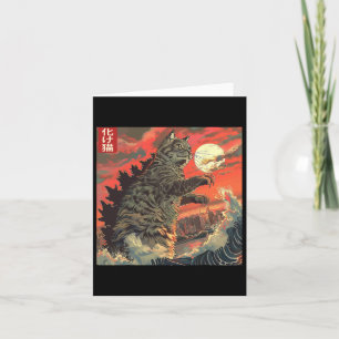 Tarjeta Catzilla ataca a satinado gato satinado y gracioso