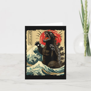 Tarjeta Catzilla Cat Art Funny Cat Japonés Para Hombres Mu