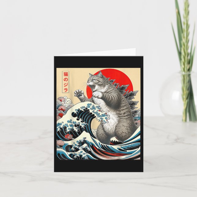 Tarjeta Catzilla Cat Arte japonés (Anverso)