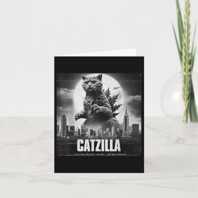 Tarjeta Catzilla Cat Arte japonés divertido (Anverso)