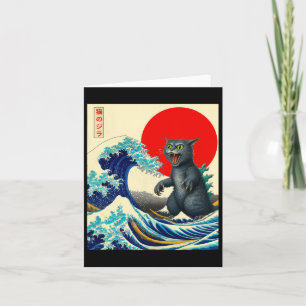 Tarjeta Catzilla Cat Arte Japonés Gracioso Regalos De Gato