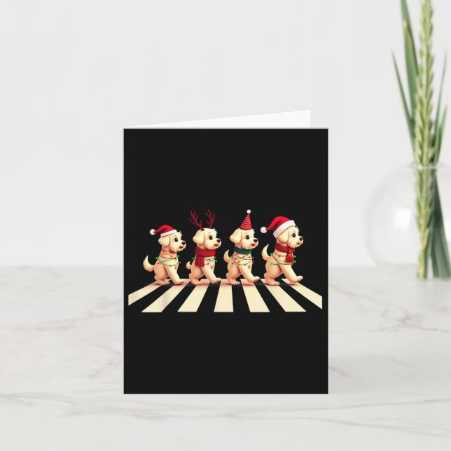 Tarjeta Cavachon Dog Crossing Road Xmas (Anverso)